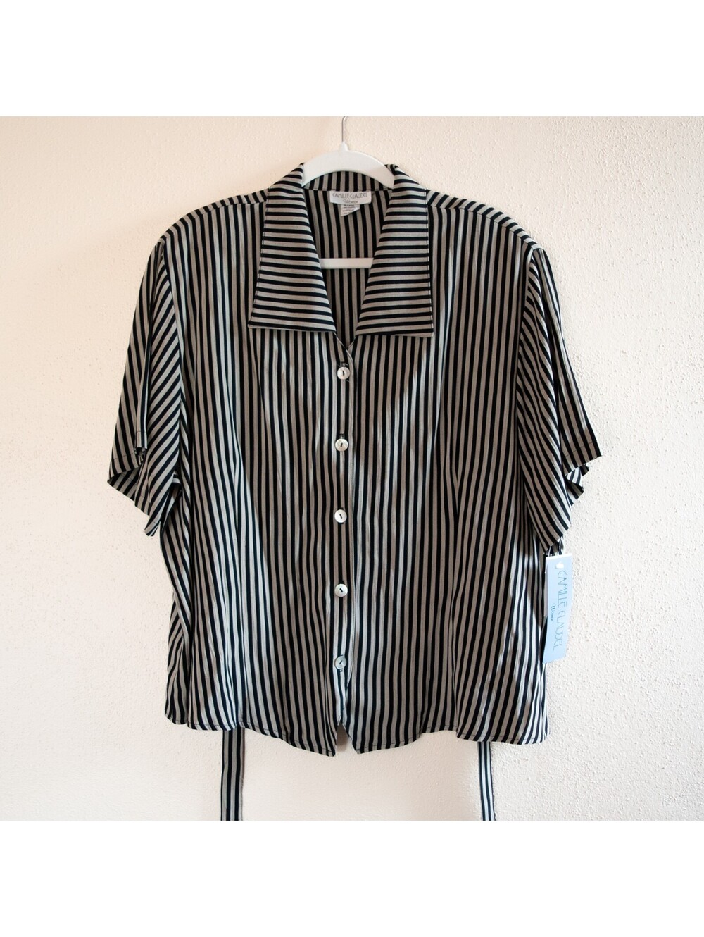 Camille Claudel Striped Button Up Blouse NWT Vintage Preppy Plus Size 18/20W